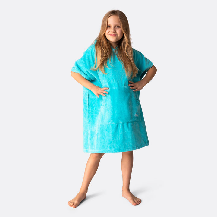 Kids' Coral Blue Towel Poncho