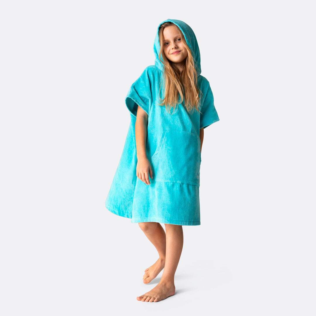 Kids' Coral Blue Towel Poncho