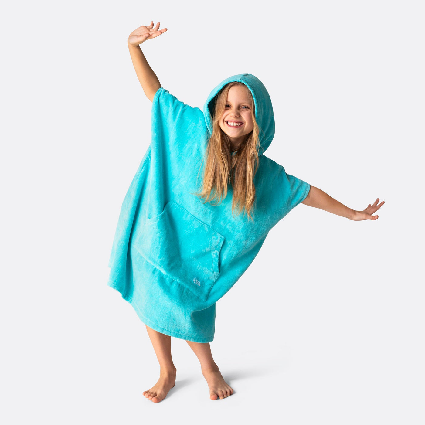 Kids' Coral Blue Towel Poncho