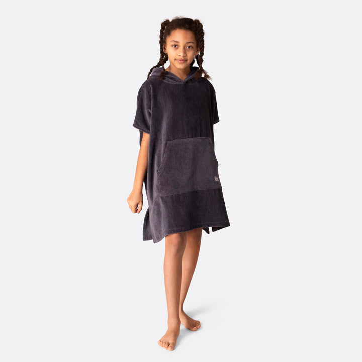 Kids' Charcoal Grey Towel Poncho