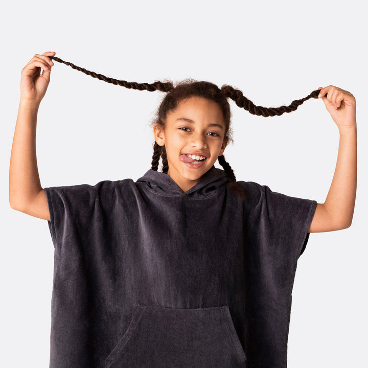 Kids' Charcoal Grey Towel Poncho