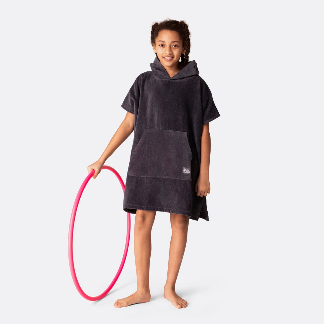 Kids' Charcoal Grey Towel Poncho