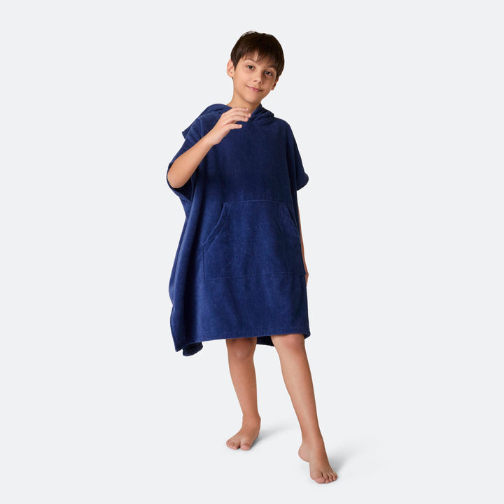 Kids' Navy Towel Poncho