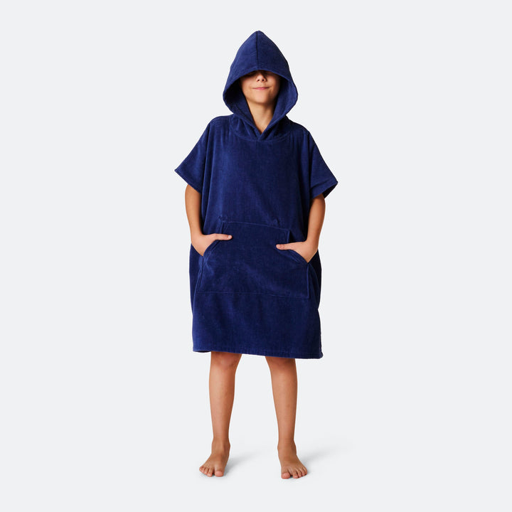 Kids' Navy Towel Poncho