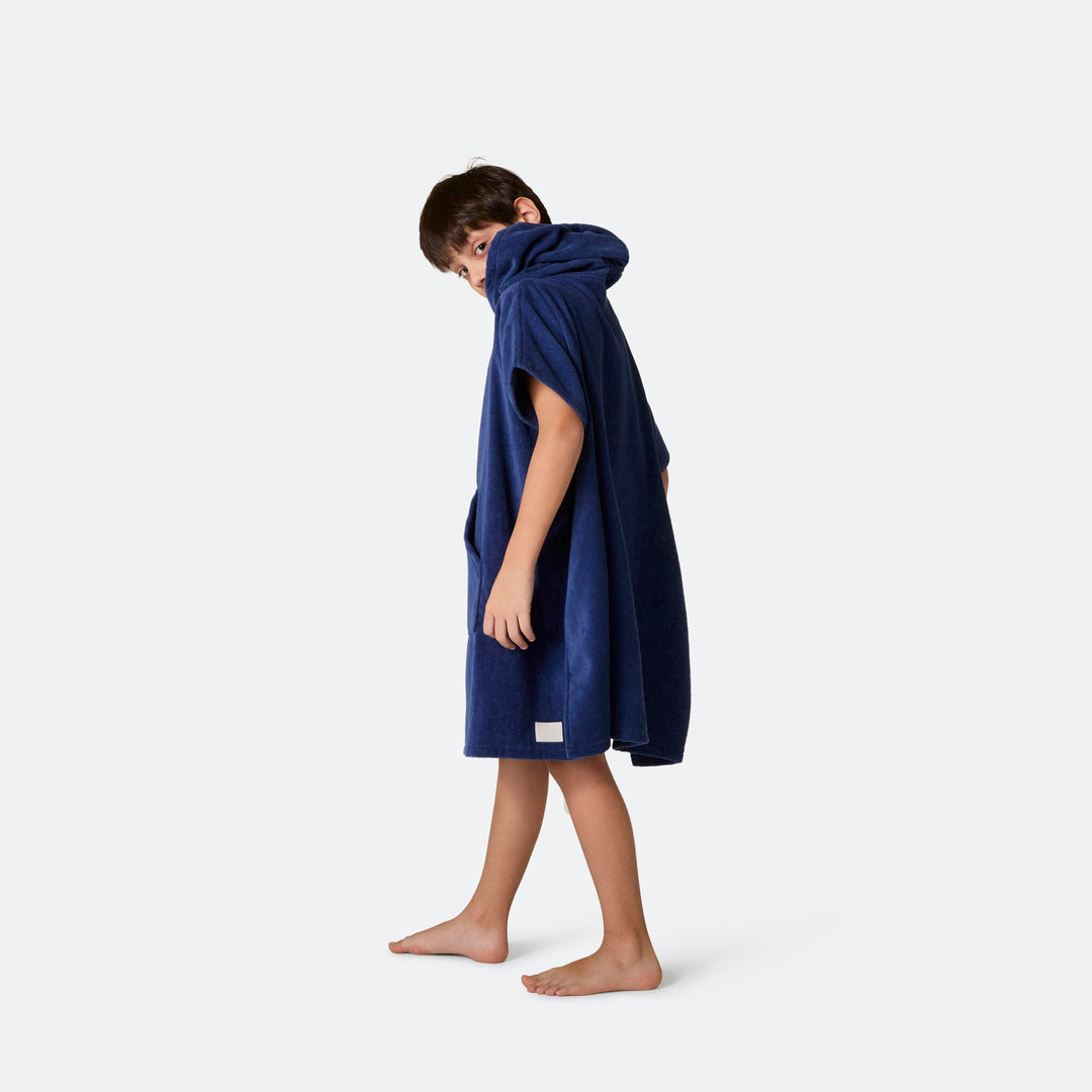 Kids' Navy Towel Poncho