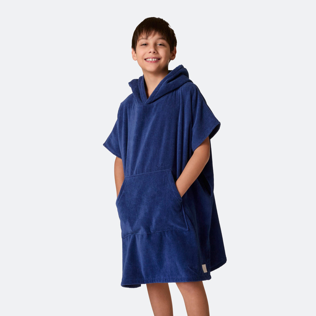 Kids' Navy Towel Poncho