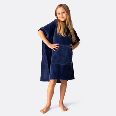 Kids' Navy Towel Poncho
