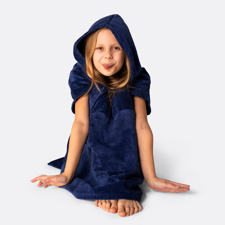 Kids' Navy Towel Poncho