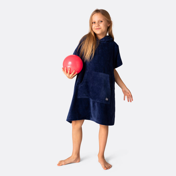 Kids' Navy Towel Poncho