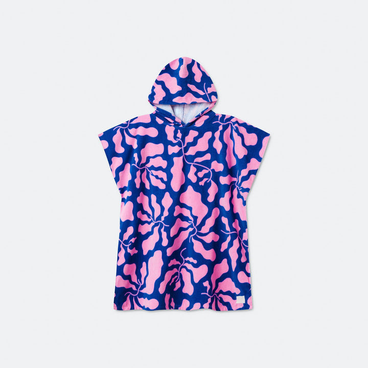 Kids' Patterned Blue Towel Poncho