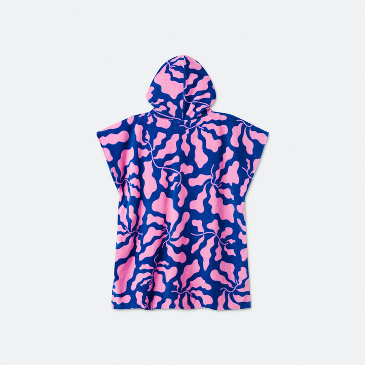 Kids' Patterned Blue Towel Poncho