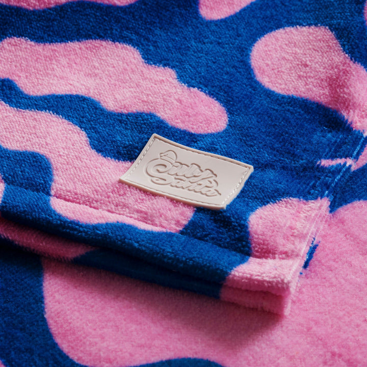 Kids' Patterned Blue Towel Poncho