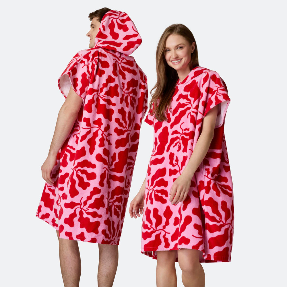 Patterned Pink Towel Poncho