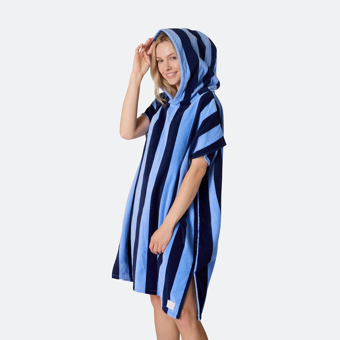 Striped Blue Towel Poncho