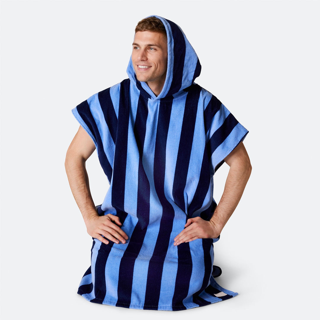 Striped Blue Towel Poncho
