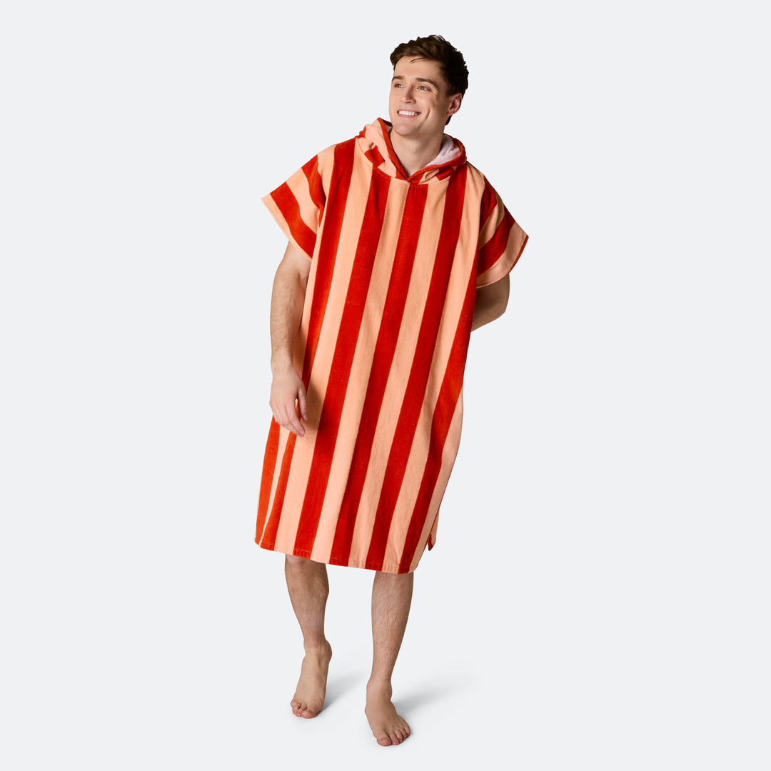 Striped Red Towel Poncho