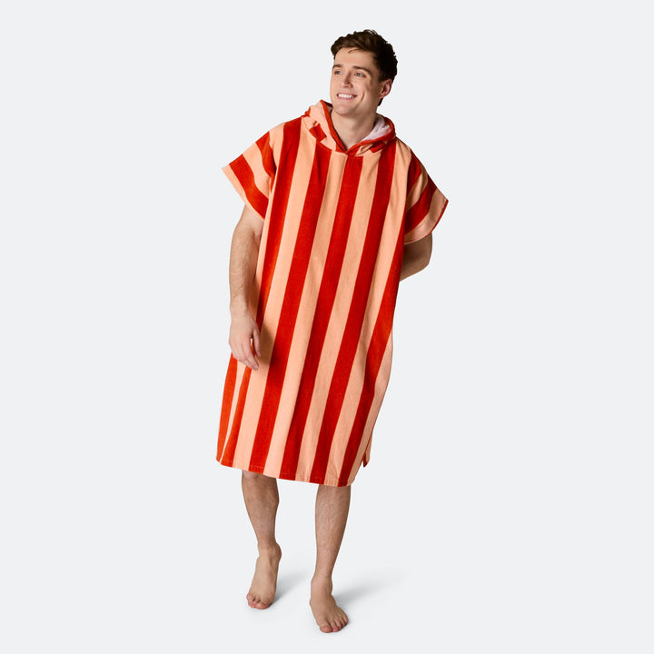 Striped Red Towel Poncho