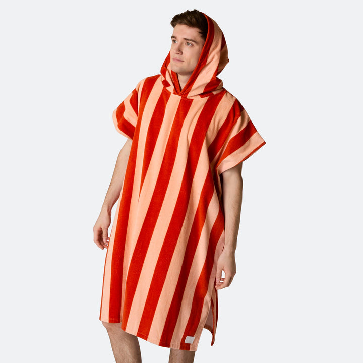 Striped Red Towel Poncho