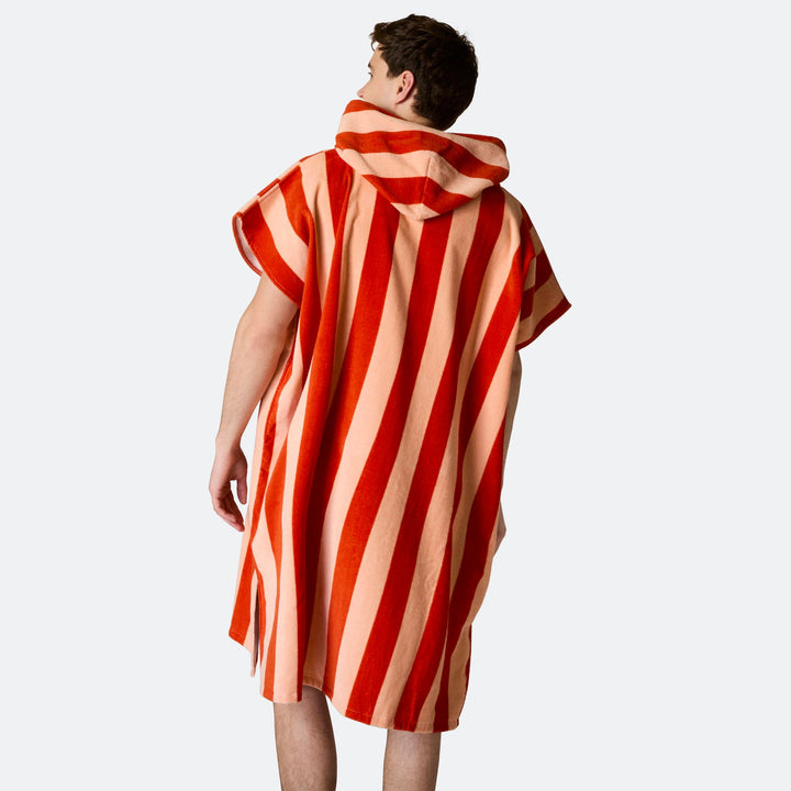 Striped Red Towel Poncho