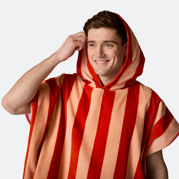 Striped Red Towel Poncho