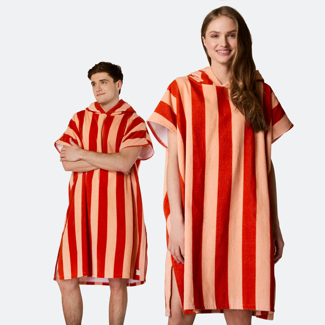 Striped Red Towel Poncho