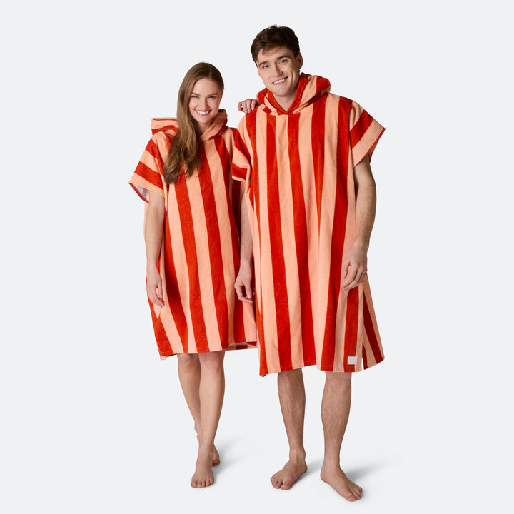 Striped Red Towel Poncho