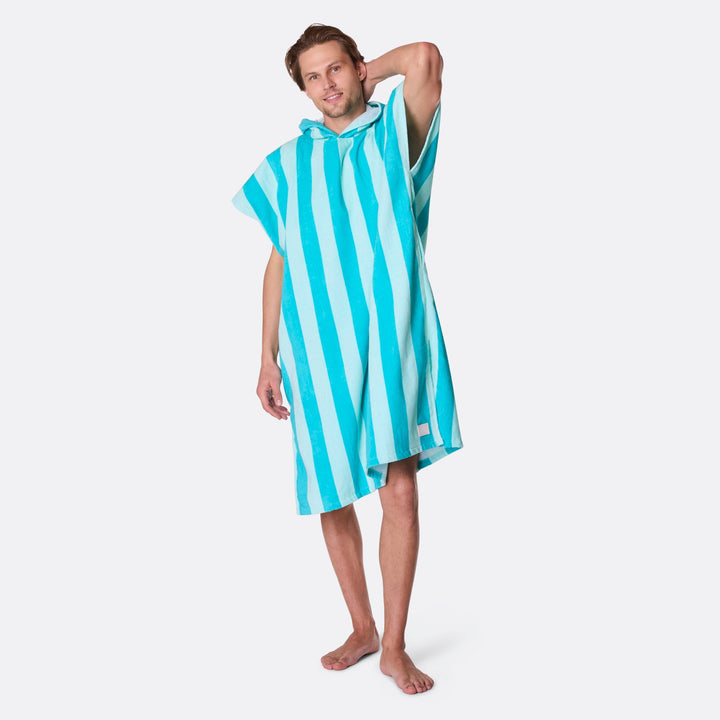 Coral Striped Towel Poncho