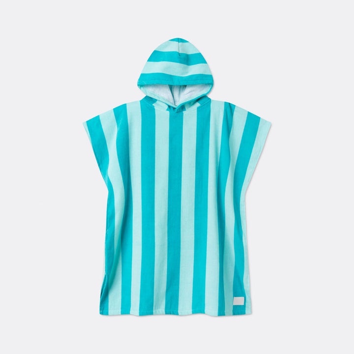 Kids' Coral Striped Towel Poncho