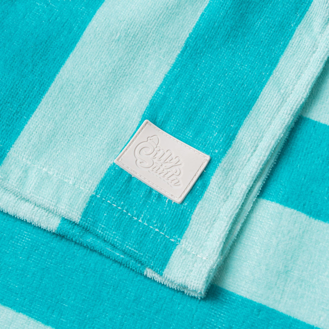 Kids' Coral Striped Towel Poncho