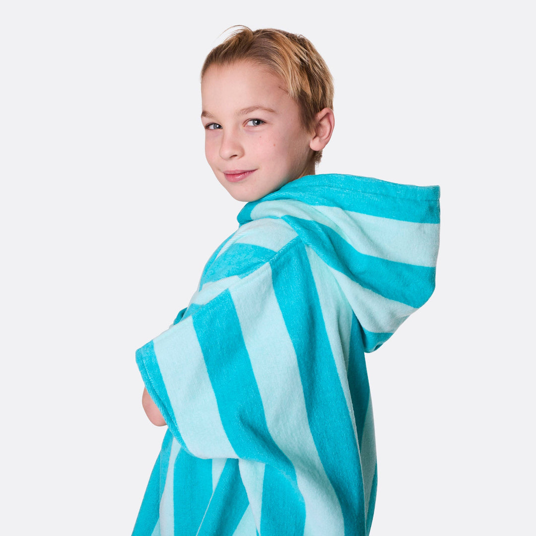 Kids' Coral Striped Towel Poncho