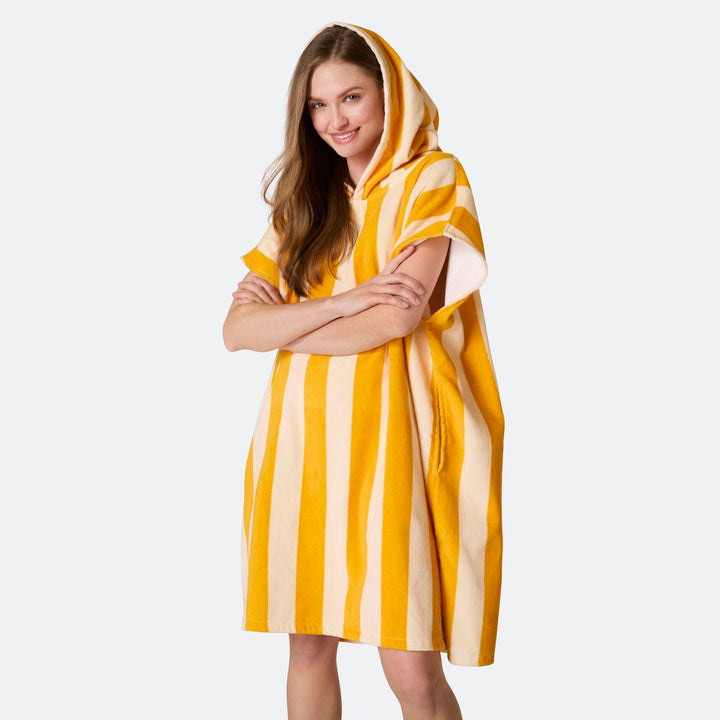 Striped Yellow Towel Poncho