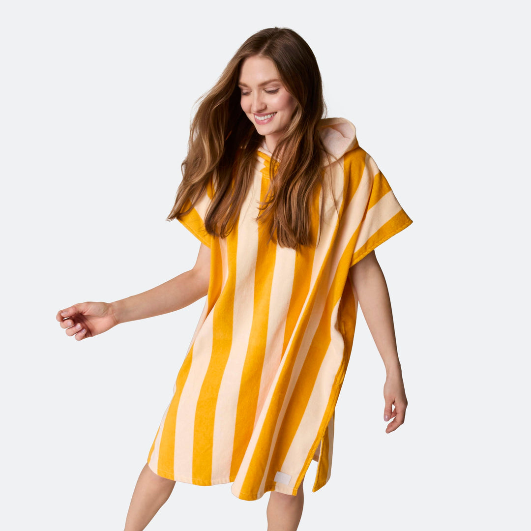 Striped Yellow Towel Poncho