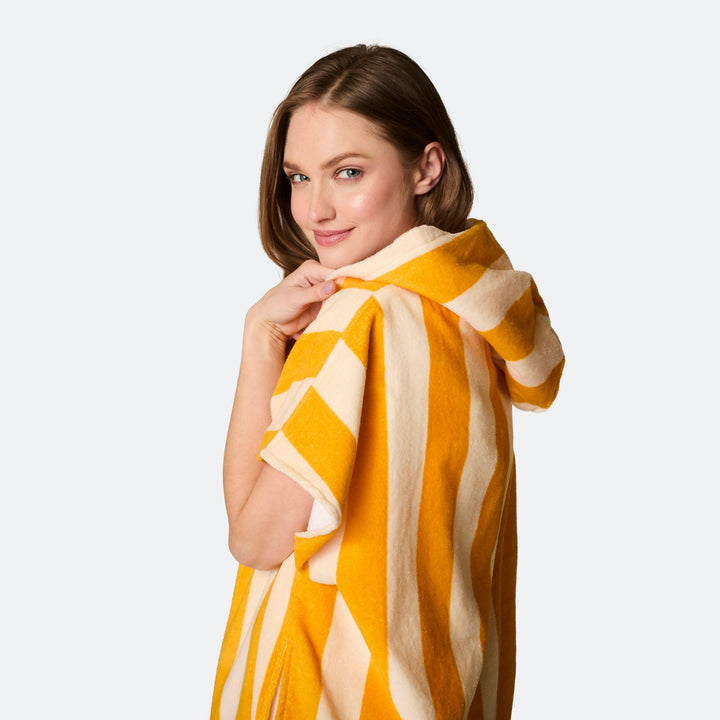 Striped Yellow Towel Poncho