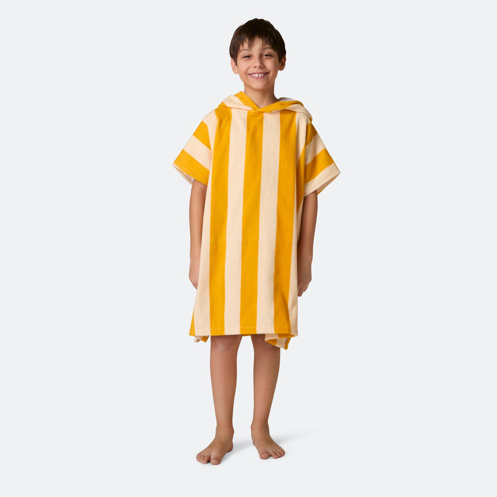 Kids' Striped Yellow Towel Poncho