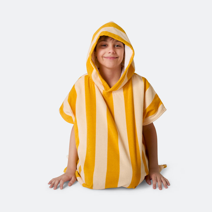 Kids' Striped Yellow Towel Poncho