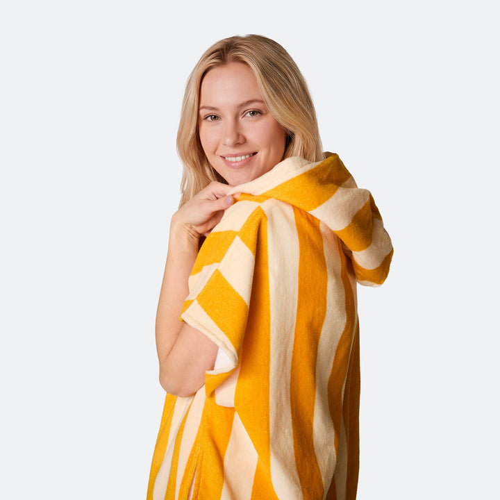 Striped Yellow Towel Poncho