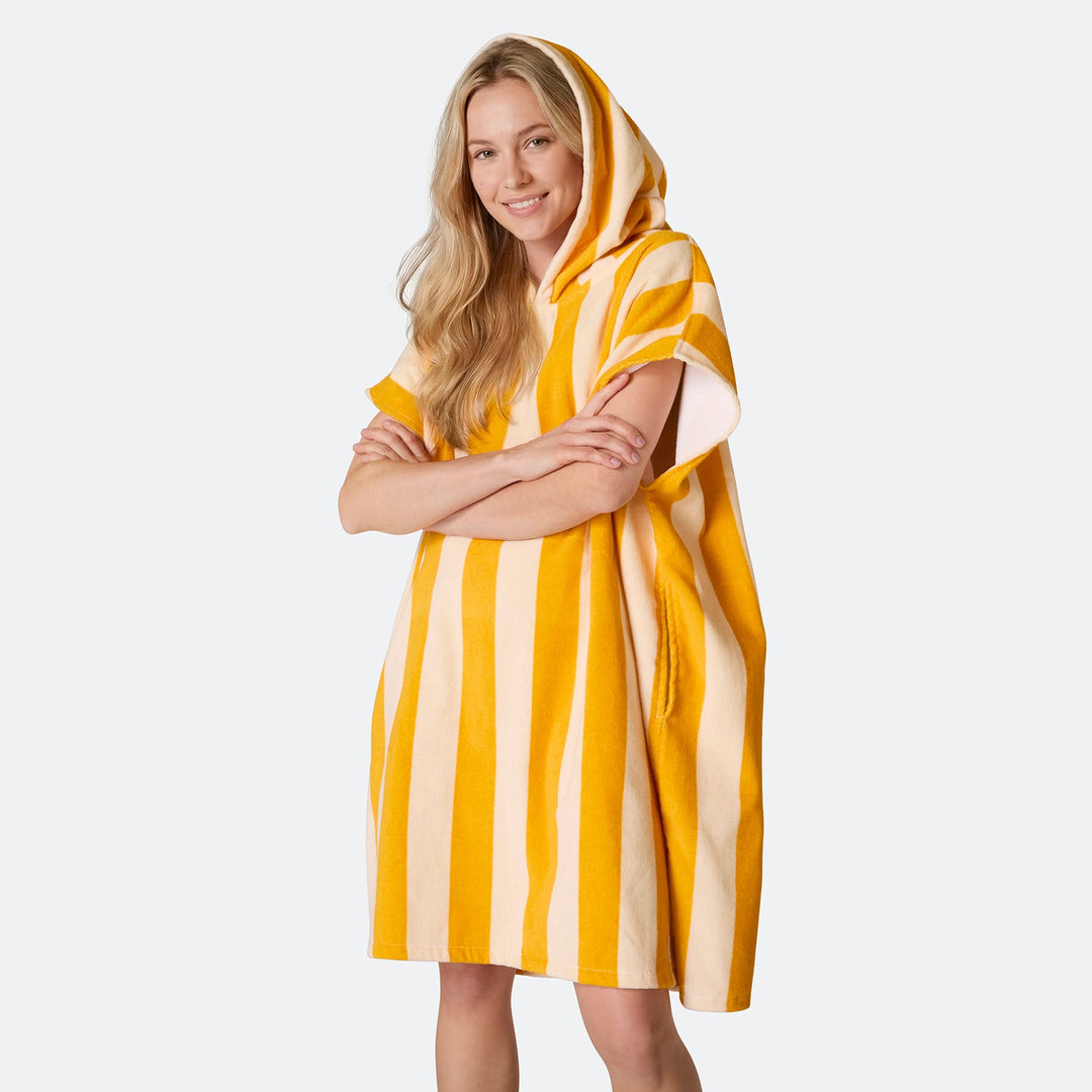 Striped Yellow Towel Poncho