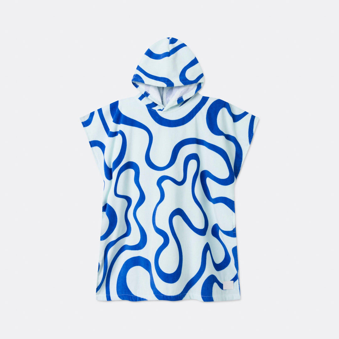 Kids' Blue Wavy Towel Poncho