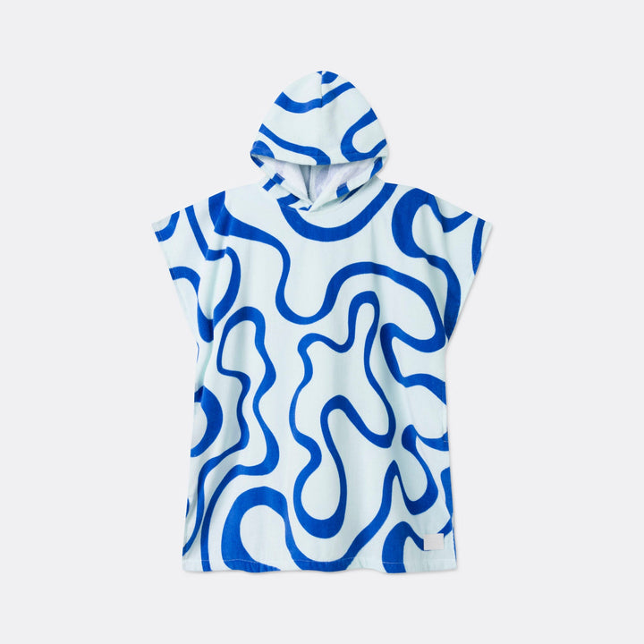 Kids' Blue Wavy Towel Poncho