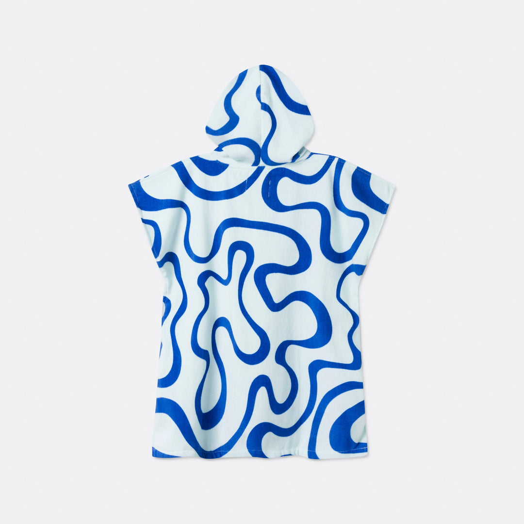 Kids' Blue Wavy Towel Poncho