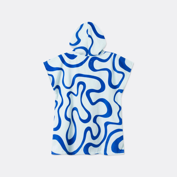 Kids' Blue Wavy Towel Poncho
