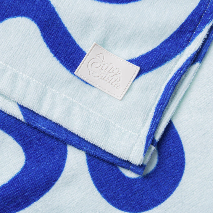 Kids' Blue Wavy Towel Poncho