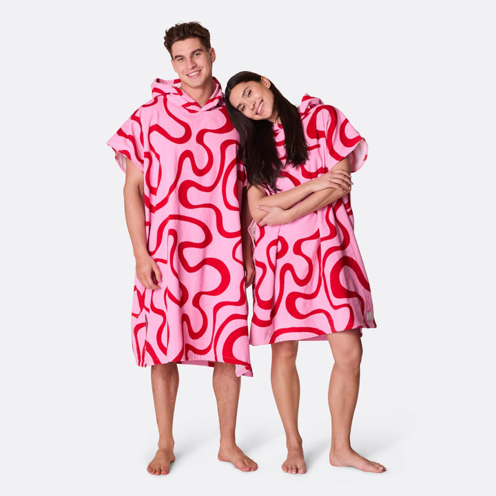 Pink Wavy Towel Poncho