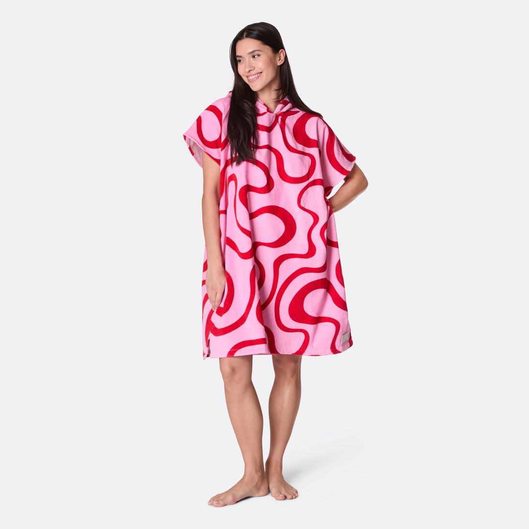Pink Wavy Towel Poncho