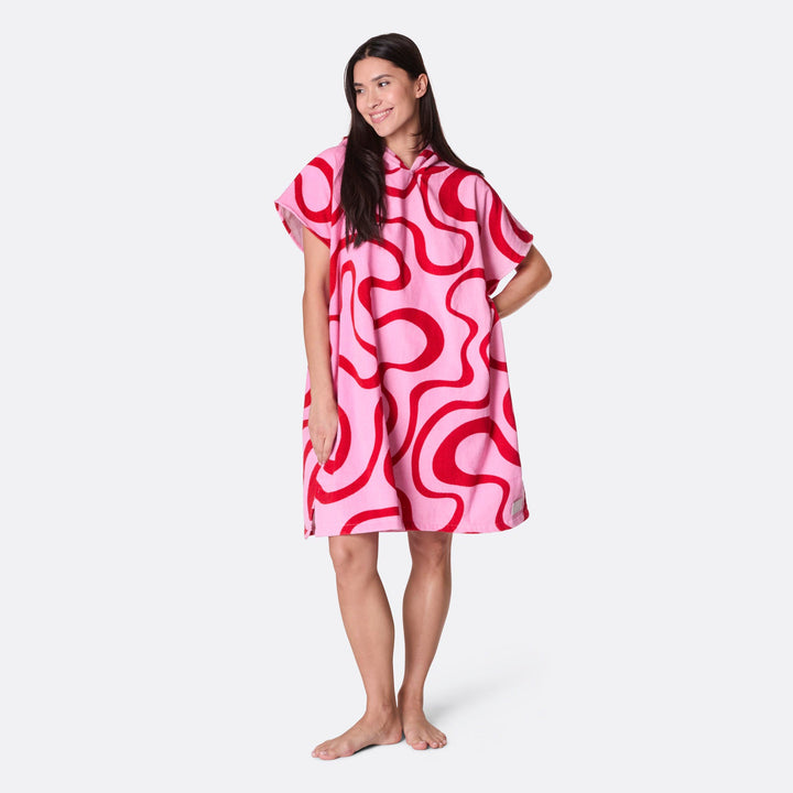 Pink Wavy Towel Poncho