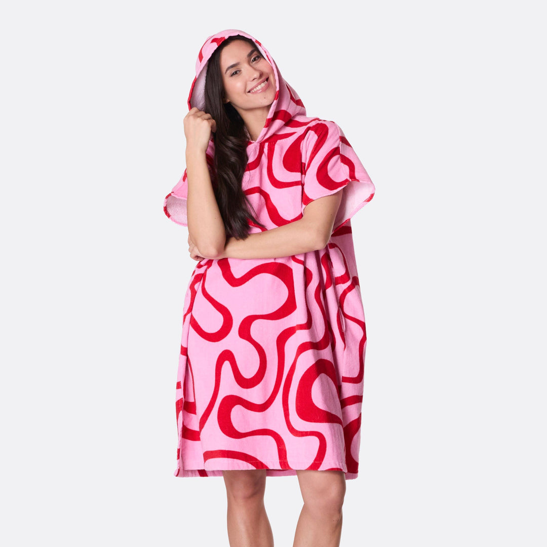 Pink Wavy Towel Poncho