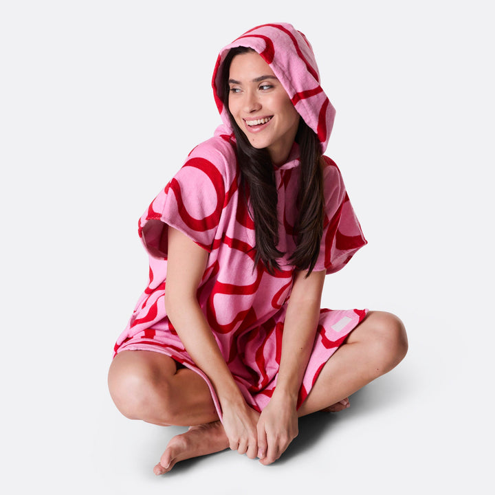 Pink Wavy Towel Poncho