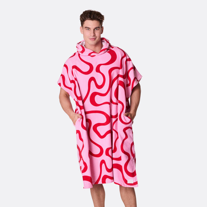 Pink Wavy Towel Poncho