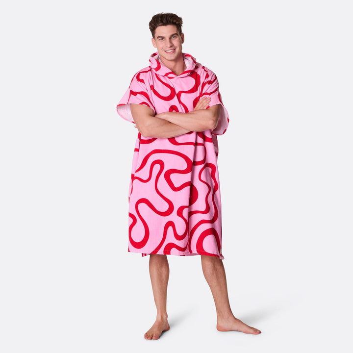 Pink Wavy Towel Poncho