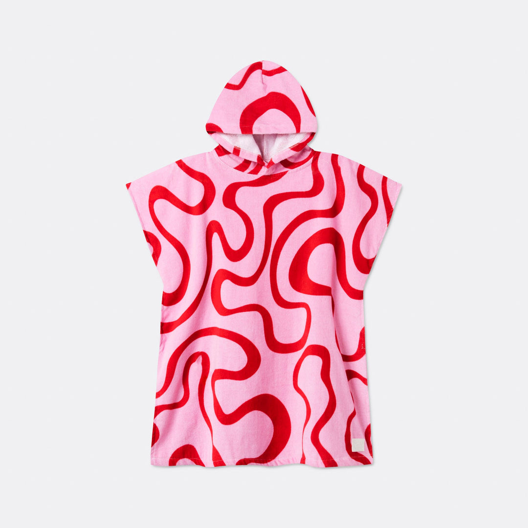 Kids' Pink Wavy Towel Poncho